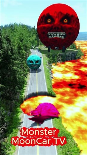 Big & Small Monster MoonCars vs Ocean of Lava😱 #crash