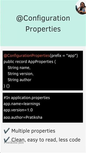 @Value vs @ConfigurationProperties in Spring Boot Java | Pratiksha Jain #coding #shorts