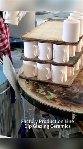 Factory Production Line: Dip Glazing Ceramics | Satisfying Process #SatisfyingFactory #shorts