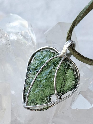 Genuine Moldavite Heart Pendant, Handcrafted Silver Setting, 4.3g - Etsy