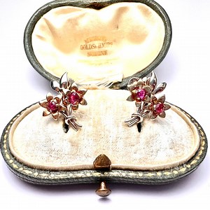 Vintage 9CT Gold Ruby Flower Earrings by Cropp & Farr - Etsy