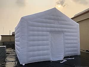 Large White Inflatable Cube Wedding Tent Square Gazebo Event Room Big Mobile Portable Inflatable Night Club Party Pavilion with LED Lights for Backyard/Outdoor Events(18ftx16ft)