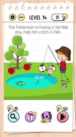 #braintest #level74 The fisherman is having a terrible day help him catch a fish 🐟🐠 #trickypuzzles