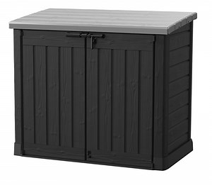 Keter Store-It-Out Prime XL Horizontal Durable Resin Outdoor Storage Shed With Heavy Duty Floor and Locking Latch Double Doors, Graphite