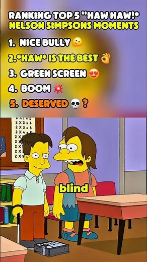Ranking Top 5 "Haw Haw!* Nelson Simpsons Moments #simpsons