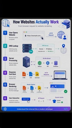 How Websites ACTUALLY Work! 🌐 Explained in 1 Page) 🧑‍💻