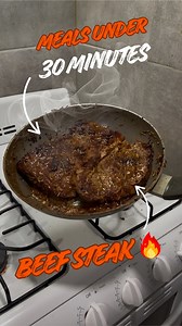 Quick Juicy Beef Steak Recipe 🍽️. Here’s how I make a flavorful beef steak, simple, quick, and delicious!Step-by-step process: 1.Season the steak: Start by seasoning your beef with salt, black pepper, steak rub, and thyme. 2.Let it rest: Set it aside for about 15 minutes to let the flavors soak in. 3.Heat the pan: Once your pan is nice and hot, add a bit of butter. 4.Sear the steak: Place the beef in the pan and cook on high heat for 4 minutes on one side. 5.Flip and repeat: Cook the other side