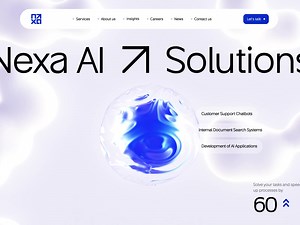 Nexa AI white landing page 3D animation