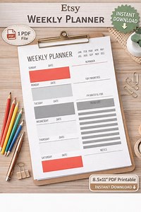 Undated Weekly Planner PDF — Your Sleek Tool for Tasks, Scheduling, and Productivity. - Etsy Canada
