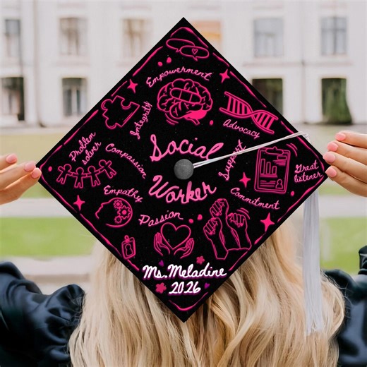 Custom MSW Graduation Cap Topper, Personalized Social Worker Grad Cap Decoration, Gift for Graduate, Class of 2026 - Etsy
