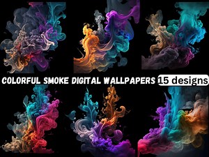 Colorful Clipart With Transparent Background Png Clipart for Commercial Use Etc. Smoke Abstract Colors - Etsy