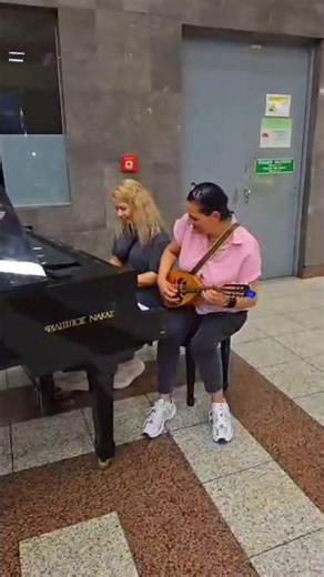 Live at Athens Syntagma metro station! Piano and Mandolin #shorts