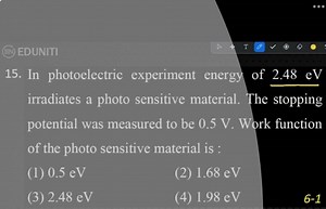 (E1) EDUNITIIn photoelectric experiment energy of 2.48 eV irra... | Filo
