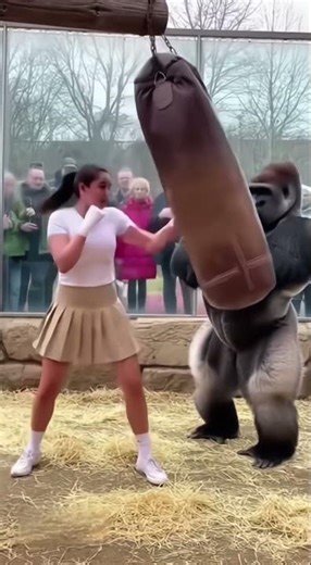 Woman vs Gorilla Sparring Match 🦍🥊 #shorts #gorilla #funny