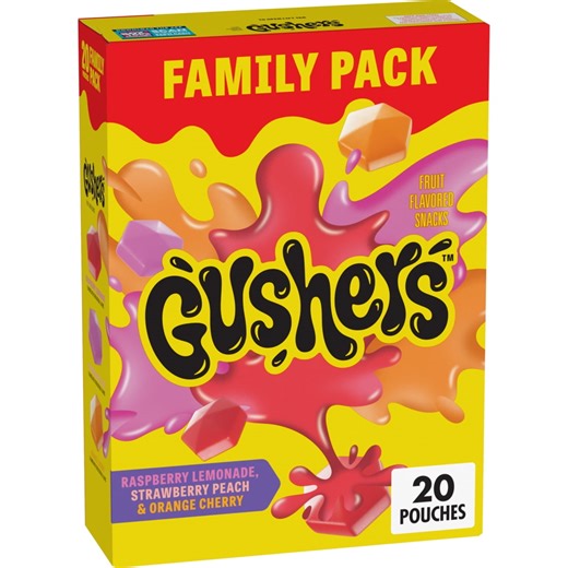 (2 pack) Gushers Fruit Flavored Snacks, 20 Pouches, Family Pack, 16 oz
