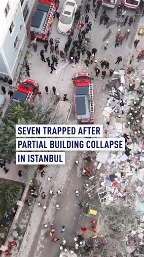 Seven Trapped After Partial Building Collapse in Istanbul
