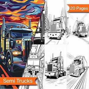 Semi Truck Coloring Book: 20 Classic & Modern Big Rig Designs - Etsy