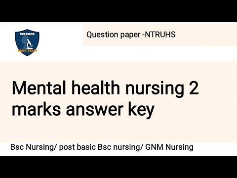 Mental health nursing 2 marks Answer key| Bsc nursing 6th semester students| Part 1