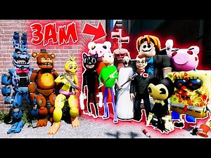 All Animatronics VS Biggest 3AM Horror Monster Army! (GTA 5 Mods FNAF RedHatter)
