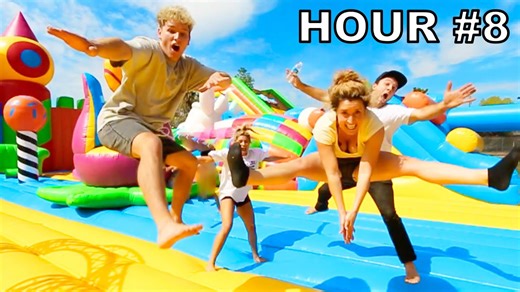 Last person jumping in a massive bounce house wins