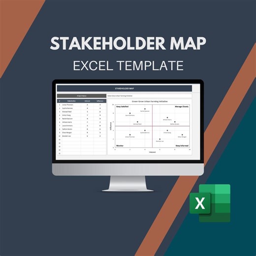 Stakeholder Map Excel Template: Project Management Tool - Etsy