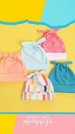 7.8K views · 106 reactions | Learn how to sew a baby hat with a top knot with this sewing tutorial and FREE pattern! Perfect for beginners! Get the free pattern on my blog! #babyhat #sewingpatterns #Babygifts #sewing #sewingproject | Sweet Red Poppy | Facebook