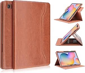 Case Compatible with Samsung Tab S6 Lite 10.4 Inch 2024 SM-P620/P625 & 2022 (SM-P613/P619) Tablet PU Leather Business Cover 360 Rotating Cases Auto Wake/Sleep,Brown