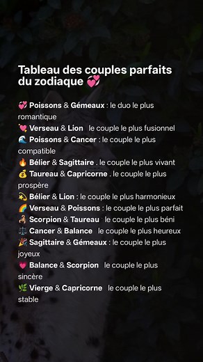 95K views · 292 reactions | Tableau des couples parfaits du zodiaque  | Hum Tum | Facebook