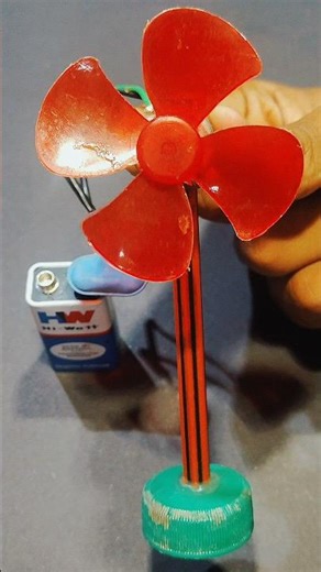 DIY Mini Fan Using Pencil & Bottle Cap | 9V Battery Project