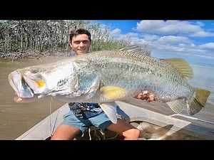 FISHING FOR MONSTER BARRAMUNDI ( We catch a River Monster )