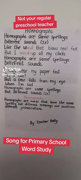 Homographs Explained: Fun Song for First Graders