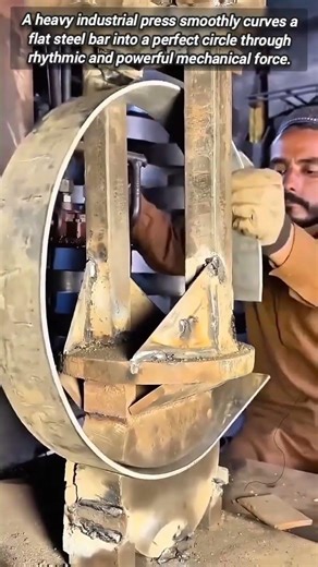 Industrial Hydraulic Press Bending Steel Into Perfect Metal Rings