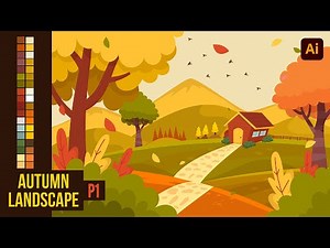 How to draw amazing autumn landscape in adobe illustrator cc part1