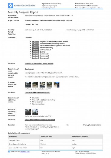 Monthly Construction Progress Report Template: Use for Free