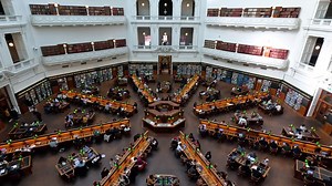 Panoramic view of the library's reading room | Premium Stock Video Footage