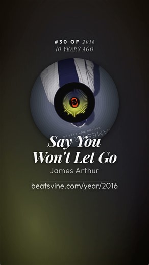 2016's #30 biggest song (UK) · Say You Won't Let Go · James Arthur