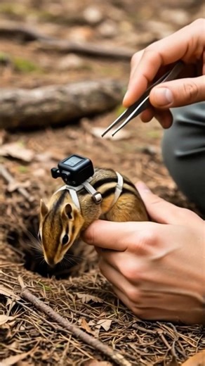 Inside a Wild Chipmunk Burrow — Real Micro Camera Back-Mounted POV #animalbehavior #short