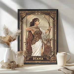 Diana Goddess Poster, Roman Goddess Diana, Goddess of the Hunt, the Moon, and Nature, Roman Mythology, Ancient Rome Art - Etsy