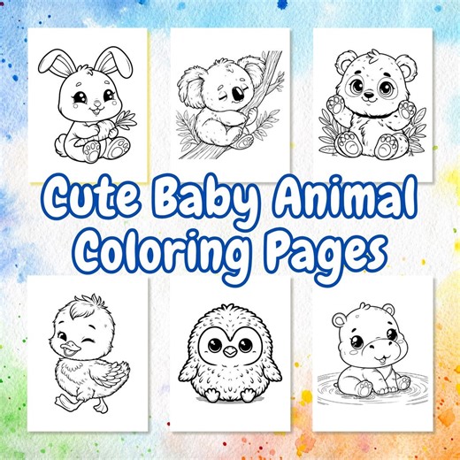 26 Cute Baby Animal Coloring Pages, Fun Printables for Kids, Relaxing Coloring Activity, Adorable Coloring Sheets - Etsy Australia