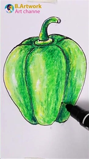 Pepper 🫑 Oil Pastel Drawing | Easy Capsicum Drawing Step by Step #drawing #b.artwork #oilpainting