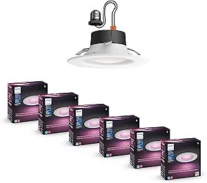 Philips Hue Smart 5/6 Inch LED Downlights, Color-Changing Recessed Lighting, 6 Pack,1100LM, Control with Hue App, Compatible with Alexa, Google Assistant, and Apple HomeKit