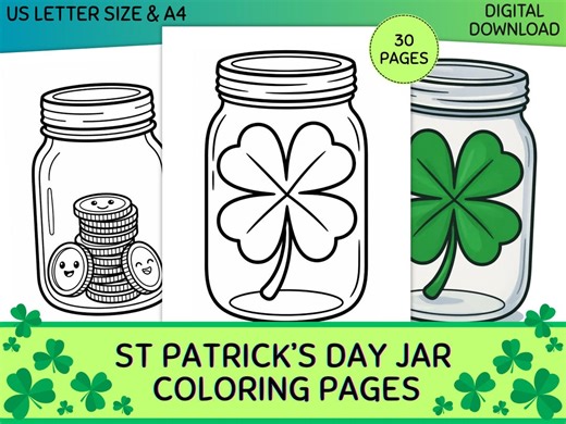 St Patrick’s Day Coloring Pages for Adults, 30 Printable Simple Lucky Jar Coloring Pages, Bold and Easy Coloring, Cozy Coloring Book PDF - Etsy