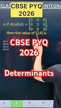 Title: “🔥 CBSE 2027 Determinants Q) If 𝐴(adj𝐴)=[ (3 0 0 0 3 0 0 0 3)],then the value of |2𝐴|