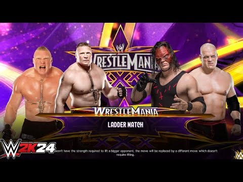 Full Match - Brock '14 & Brock '15 vs Kane '08 & Kane: Ladder Match at Wrestlemania 30 | WWE 2k24