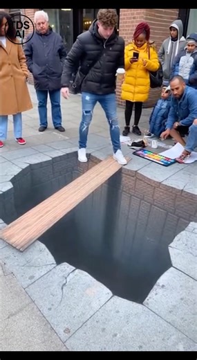 Pedestrian Falls Into Hidden Sidewalk Opening During 3D Chalk Art Display in Chicago Video recorded on a busy sidewalk in Chicago captures a startling moment when a realistic piece of 3D sidewalk chalk art leads to an unexpected fall. The footage shows a street artist creating a detailed drawing of what appears to be a deep hole in the pavement, carefully shaded to blend into the surrounding sidewalk as pedestrians pass by. According to the video, one person walks over the artwork and suddenly d