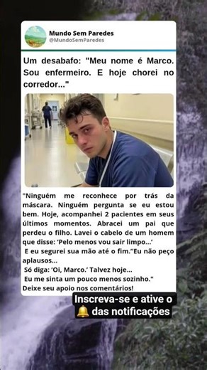 O desabafo de um enfermeiro: “Só diga oi…