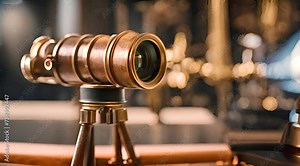 the eyepiece of an antique telescope