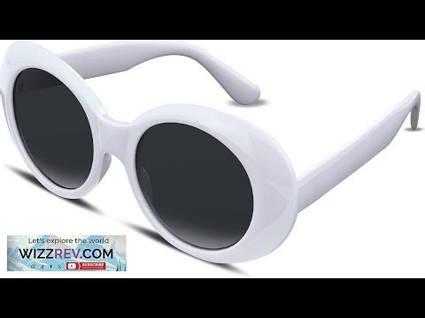 FEISEDY Sunglasses White Oval Clout Goggles for Women Men Retro Round Trendy