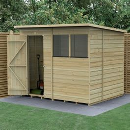 8' x 6' Forest Beckwood 25yr Guarantee Shiplap Pressure Treated Pent Wooden Shed (2.52m x 2.03m) - Next Working Day Delivery