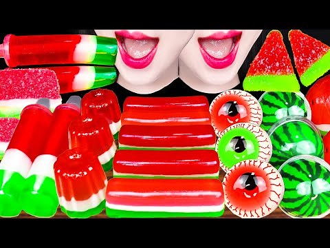 ASMR WATERMELON DESSERTS JELLY CANDY 수박 디저트 MUKBANG 먹방